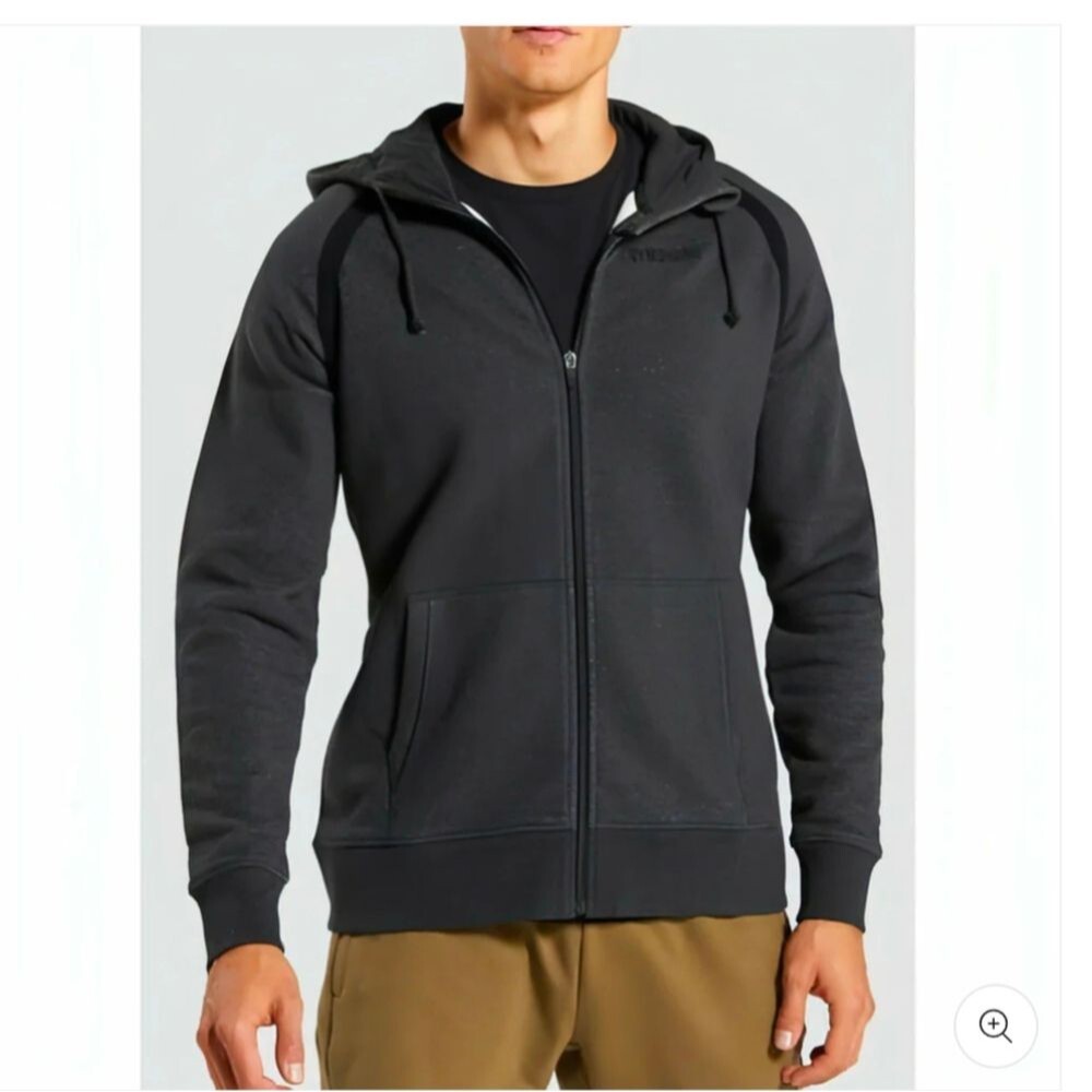 Gymshark beige/off-white Compound mens full zip hooded sweatshirt